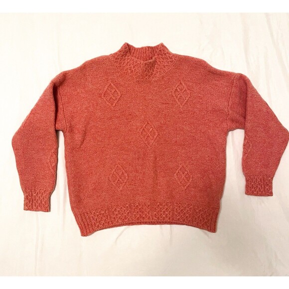 United Colors of Benetton Shetland Wool Sweater Womens Large Peach Made in Italy - Picture 1 of 5